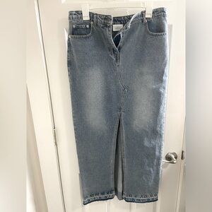 Bobbles And Lace Denim Jean Skirt Long Size Medium Boho Unique